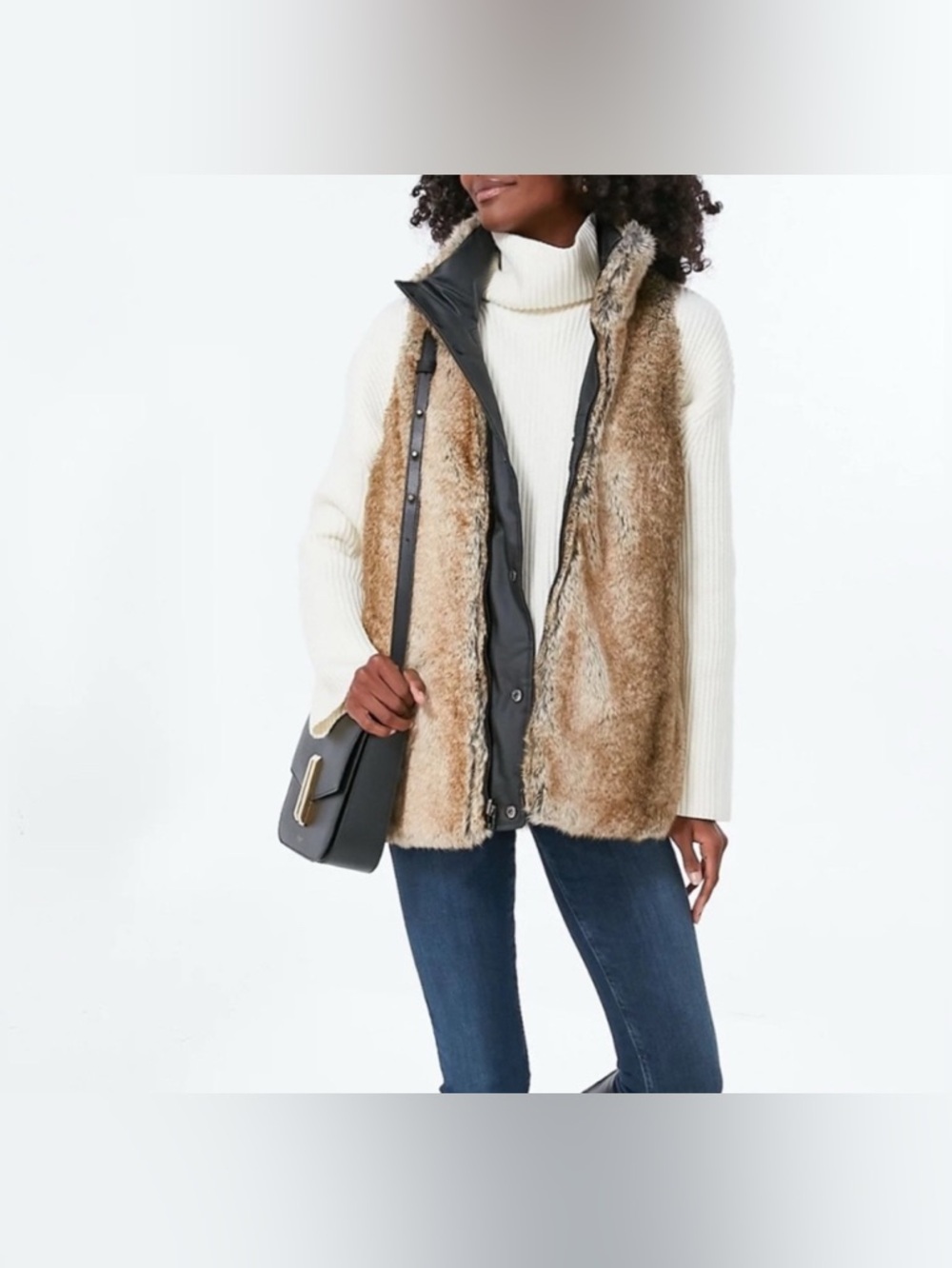Tuckernuck Emilia Reversible Faux Fur Faux Leather Vest Jacket Size XL